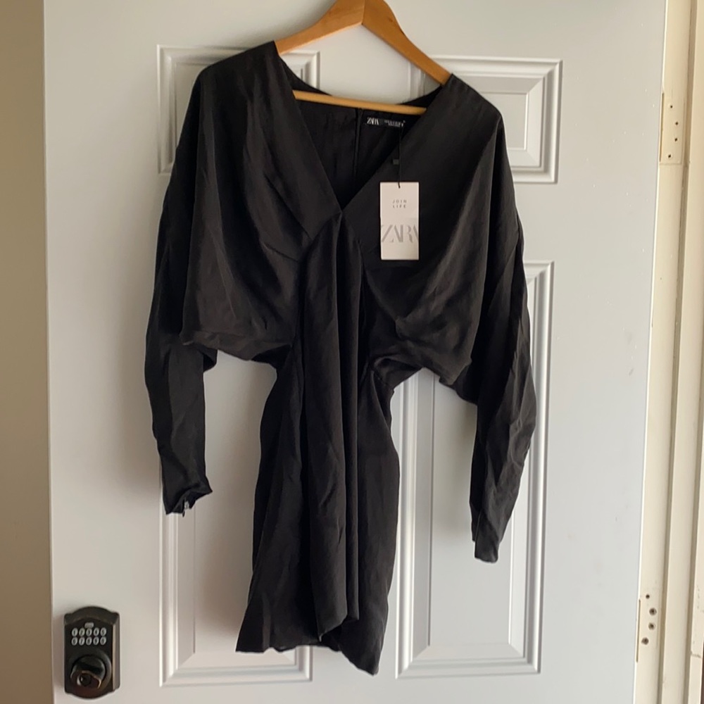 Zara black short dress with long sleeve